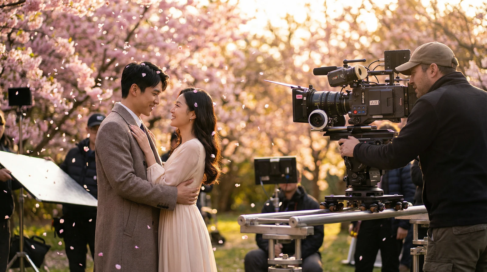 麻豆视频萝莉岛栏目樱花园浪漫场景拍摄花絮